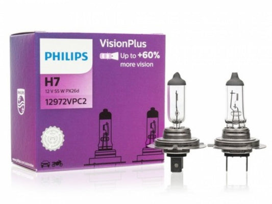ŻARÓWKI PHILIPS VISION PLUS +60% 12V H7 55W  KPL. 2 SZT.