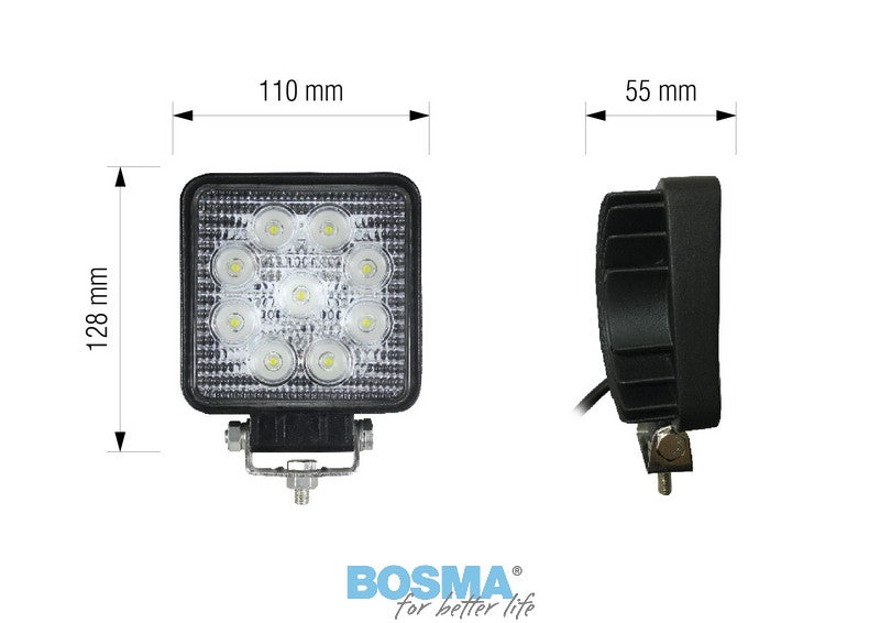 Lampa robocza BOSMA 9×LED 12/24 V 27 W | 1600 lm — ELE 6100